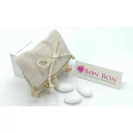 Sacchetto tema siciliano busta lettera juta beige con pon pon - 2