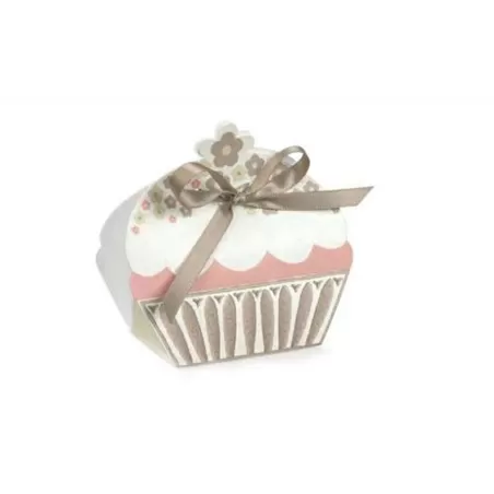 Astuccio portaconfetti cupcake bicolore tortora Scotton - 1