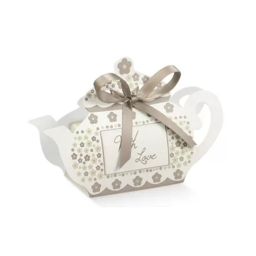 Astuccio portaconfetti teiera bicolore tortora Scotton - 1