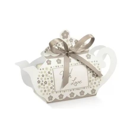 Astuccio portaconfetti teiera bicolore tortora Scotton - 1