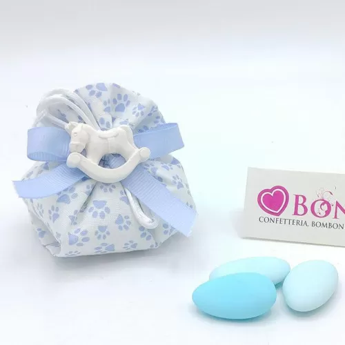 Sacchetto nascita e battesimo fagottino linea zampetta celeste Liete Creazioni - 1