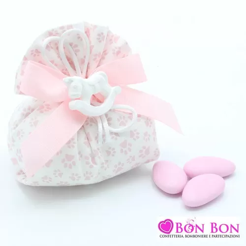 Sacchetto nascita e battesimo fagotto linea zampetta rosa Liete Creazioni - 1