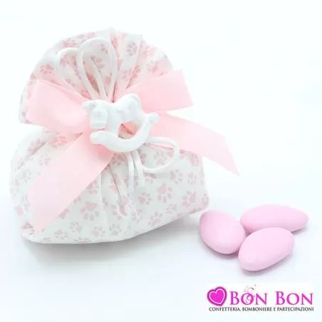 Sacchetto nascita e battesimo fagotto linea zampetta rosa Liete Creazioni - 1