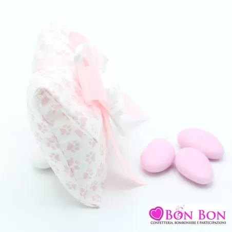 Sacchetto nascita e battesimo busta lettera piccola linea zampetta rosa Liete Creazioni - 2