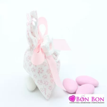 Sacchetto nascita e battesimo sacchetto grande linea zampetta rosa Liete Creazioni - 2