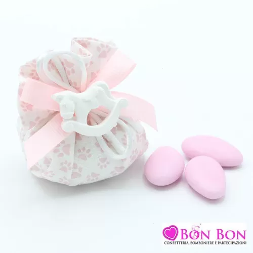 Sacchetto nascita e battesimo fagottino linea zampetta rosa Liete Creazioni - 1