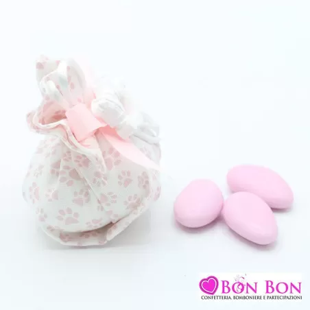 Sacchetto nascita e battesimo fagottino linea zampetta rosa Liete Creazioni - 2