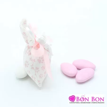Sacchetto nascita e battesimo sacchetto piccolo linea zampetta rosa Liete Creazioni - 2