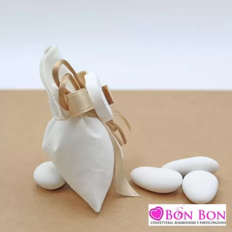 Sacchetti matrimonio linea lino panna con cuore legno Liete Creazioni - 3