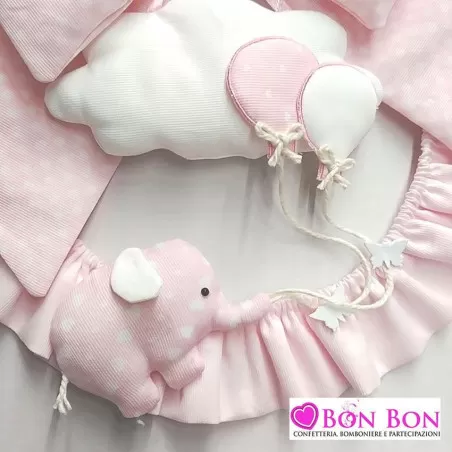 Fiocco nascita rosa elefante con palloncini - 2