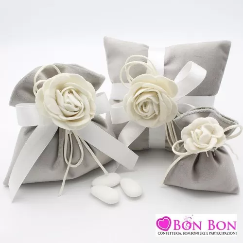 Sacchetti matrimonio natalizi linea velluto grigio Liete Creazioni - 1