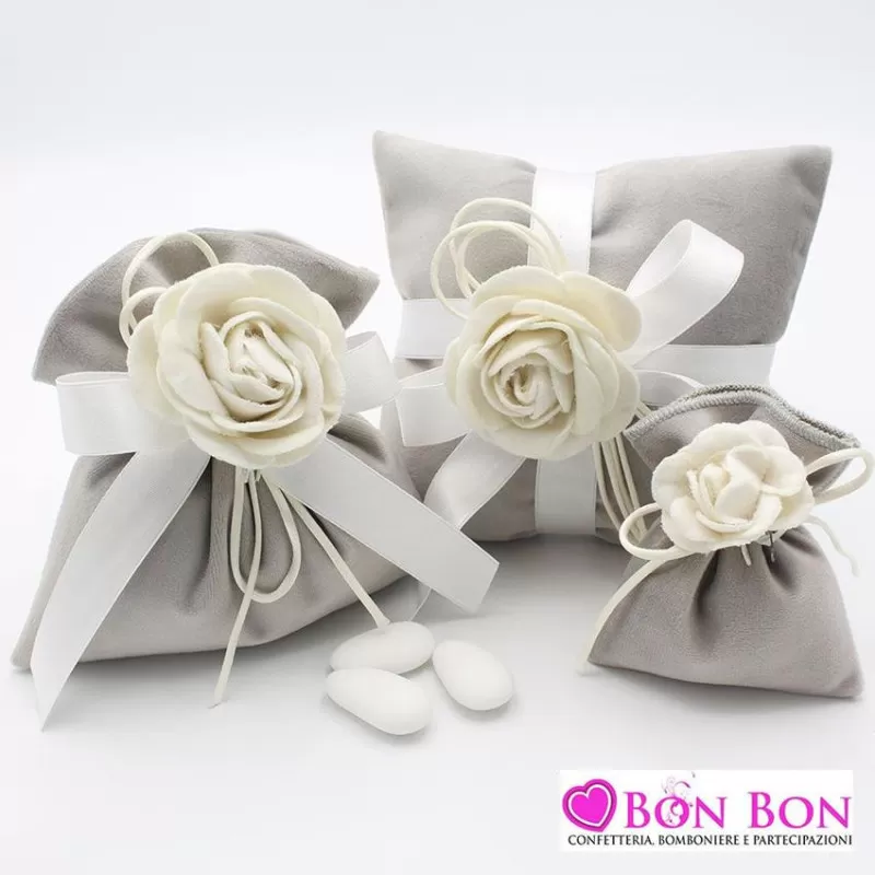 Sacchetti matrimonio natalizi linea velluto grigio Liete Creazioni - 1