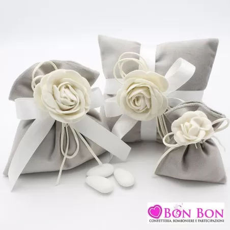 Sacchetti matrimonio natalizi linea velluto grigio Liete Creazioni - 1