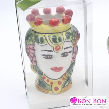 Bomboniera matrimonio in offerta tema siciliano testa di moro colorata altezza 10 cm donna e uomo - 2