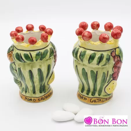 Bomboniera matrimonio in offerta tema siciliano testa di moro colorata altezza 10 cm donna e uomo - 3