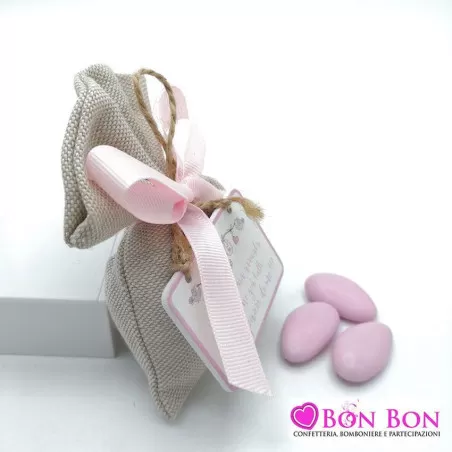 Sacchetto nascita e battesimo tela mare con targhetta bimba - 2