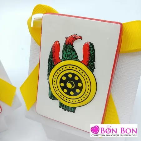 Bomboniera tema siciliano carte assi in ceramica di caltagirone - 6