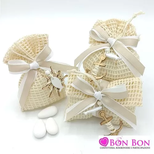 Sacchetti matrimonio linea rete cotone panna Liete Creazioni - 1