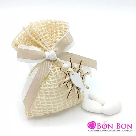 Sacchetti matrimonio linea rete cotone panna Liete Creazioni - 10