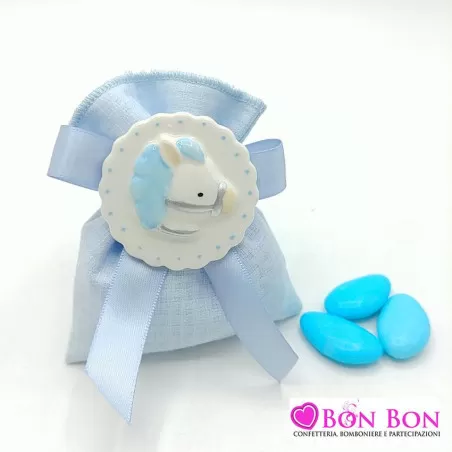 Bomboniera nascita e battesimo cavallino a dondolo calamita Cupido - 1