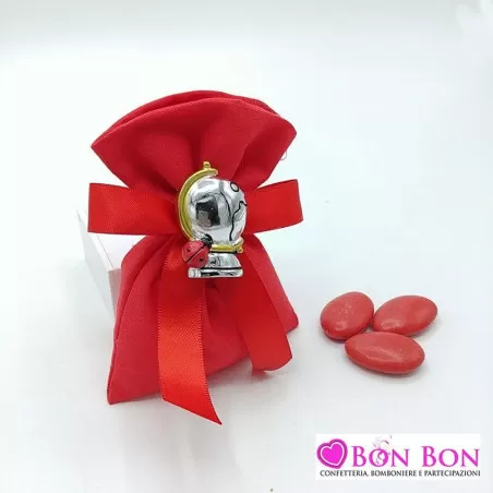 Sacchetto laurea busta cotone rosso con magnete mappamondo - 2