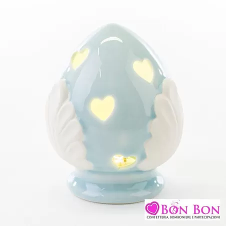 Bomboniera nascita e battesimo pomo porcellana led celeste Le stelle - 1