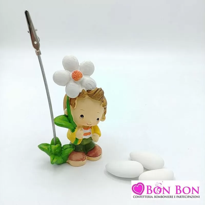 Bomboniera in offerta portafoto con clip bimbo con fiore - 1