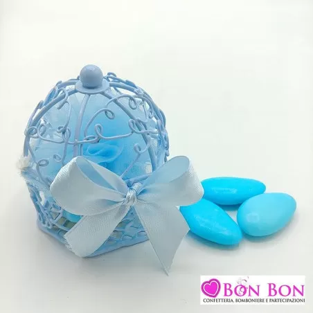 Bomboniera in offerta gabbietta celeste in metallo - 1