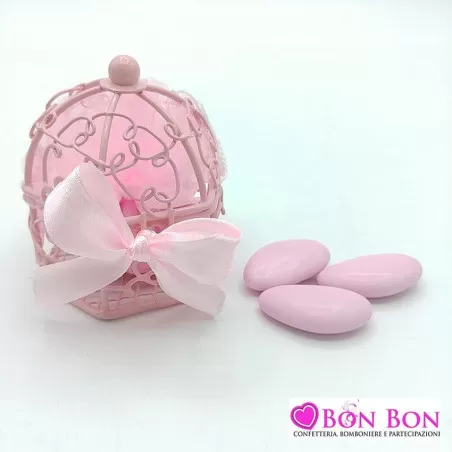 Bomboniera in offerta gabbietta rosa in metallo - 1