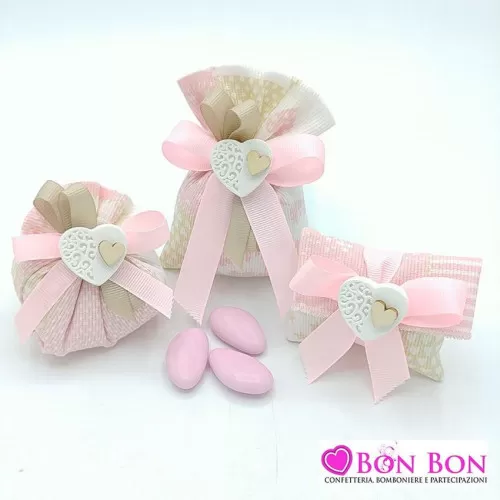 Linea sacchetti nascita e battesimo patchwork rosa Liete Creazioni - 1