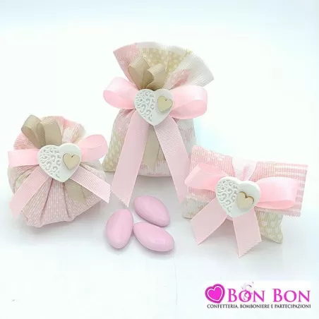 Linea sacchetti nascita e battesimo patchwork rosa Liete Creazioni - 1