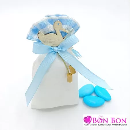 Sacchetto Nascita e Battesimo ACZ122/B medio Cicogna Celeste Royal Gifts - 2