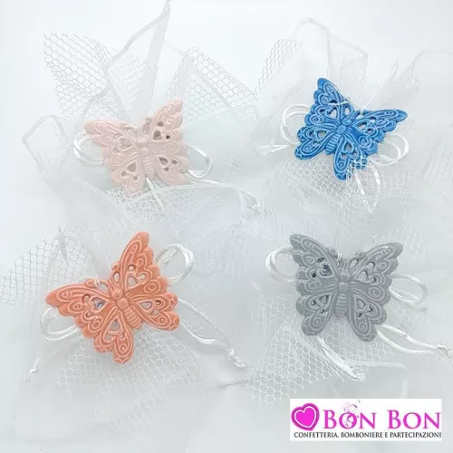 Bomboniera matrimonio magnete farfalla colorata con sacchetto Encantada - 1