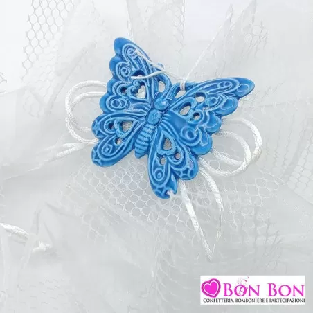 Bomboniera matrimonio magnete farfalla colorata con sacchetto Encantada - 4