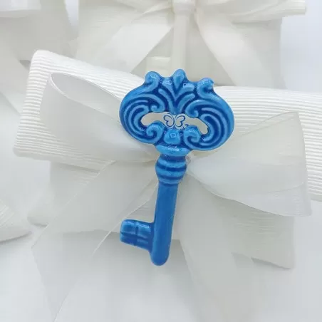 Bomboniera matrimonio magnete chiave colorata con sacchetto Encantada - 3