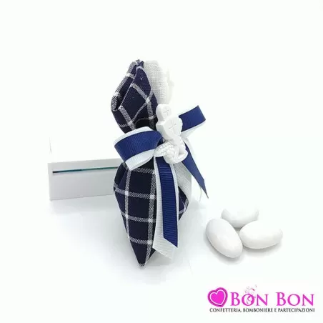 Linea sacchetti prima comunione quadroni blu scuro Liete Creazioni - 3