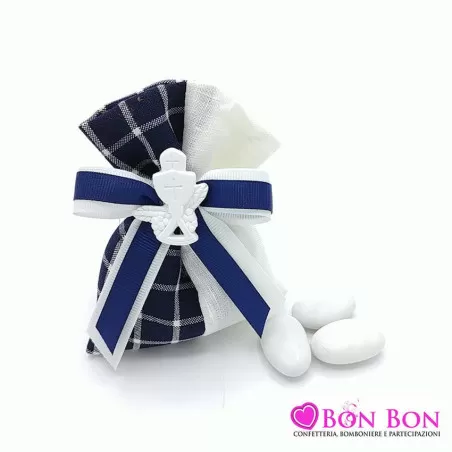 Linea sacchetti prima comunione quadroni blu scuro Liete Creazioni - 2