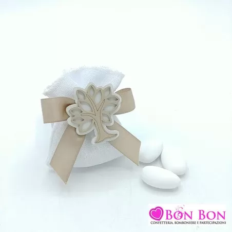 Sacchetti matrimonio linea maiori bianco con applicazione albero della vita Liete Creazioni - 2