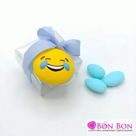 Bomboniera nascita e battesimo in offerta magnete emoticon con scatolina trasparente - 1