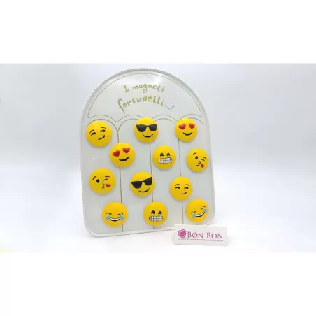 Bomboniera nascita e battesimo in offerta magnete emoticon con scatolina trasparente rosa - 2