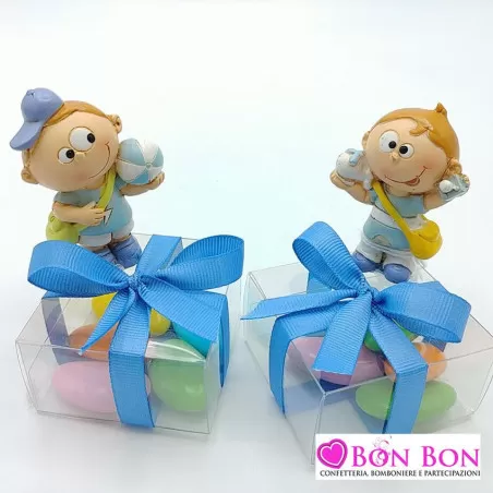 Bomboniera nascita e battesimo in offerta smorfiosetto celeste - 3