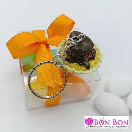 Bomboniera in offerta prima comunione portachiave tortina con scatolina trasparente - 2