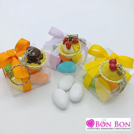 Bomboniera in offerta prima comunione portachiave tortina con scatolina trasparente - 3