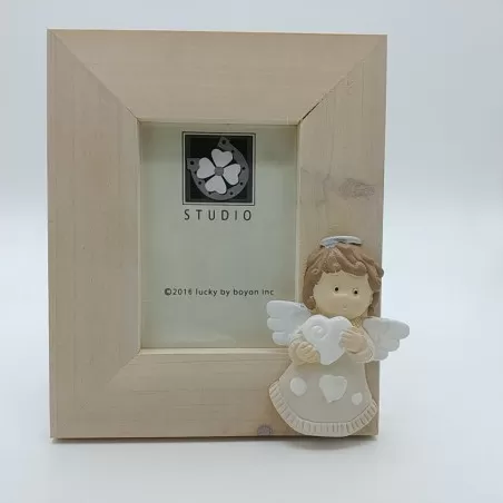 Bomboniera porta foto legno con angelo - 1