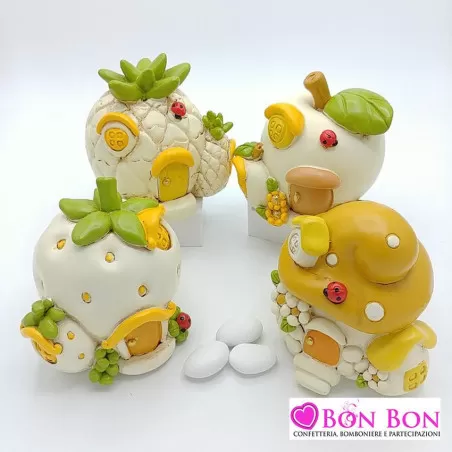 Salvadanaio casetta frutta assortiti in resina - 1