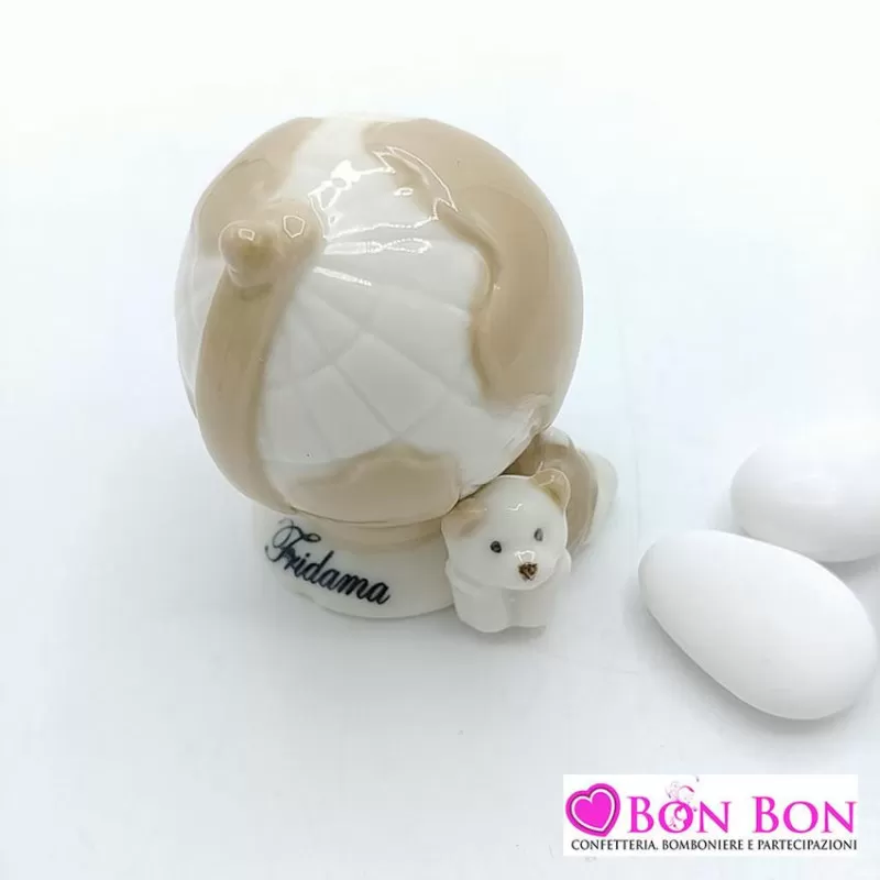 Orsetto con mappamondo in ceramica - 1