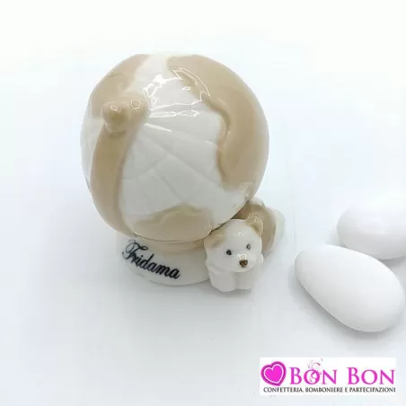 Orsetto con mappamondo in ceramica - 1