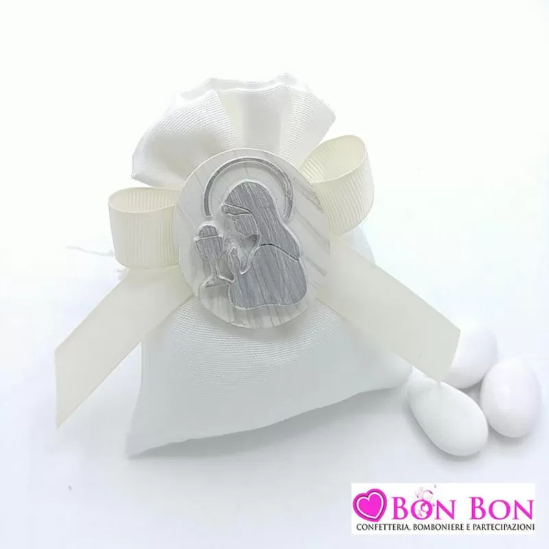 Sacchetto cotone panna con magnete bimba prima comunione - 1