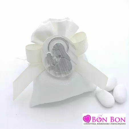 Sacchetto cotone panna con magnete bimba prima comunione - 1