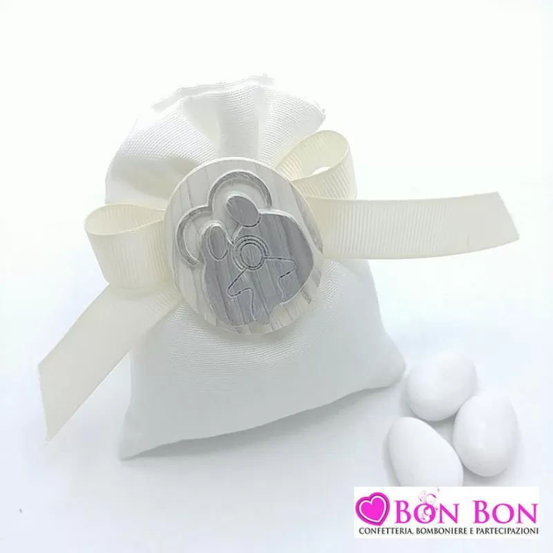 i Sacchetto cotone panna con magnete sacra famiglia prima comunione - 1